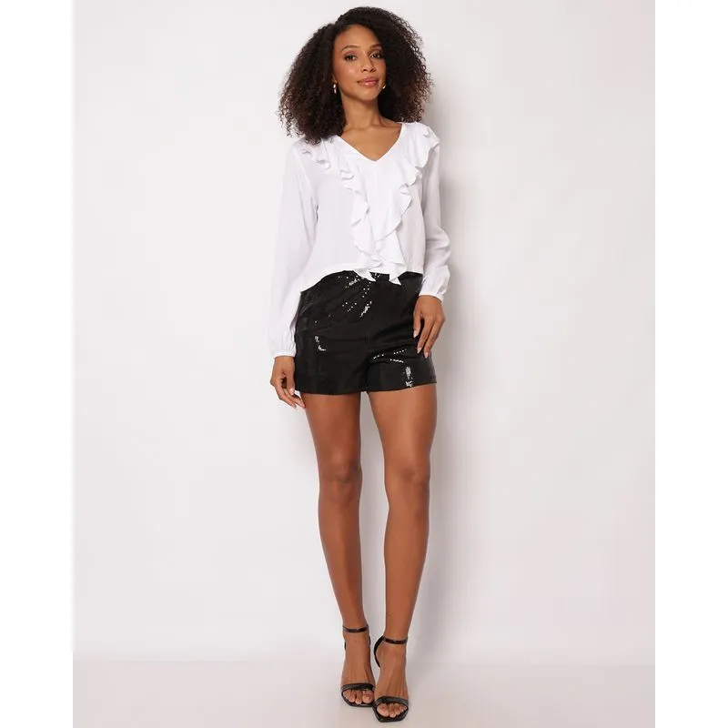 Short Feminino Berry & Co. com Paetê Preto M