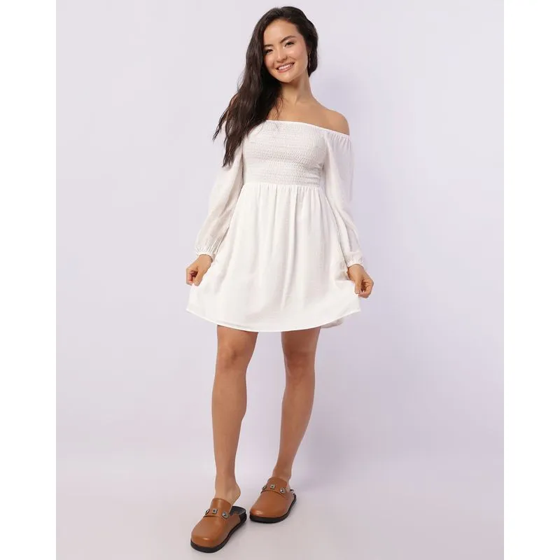 Vestido Feminino Berry & Co. Curto Texturizado Branco P