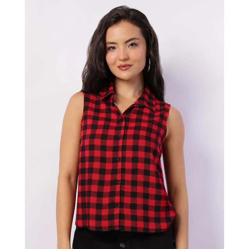 Camisa Feminina Berry & Co. Regata Xadrez Vermelha G