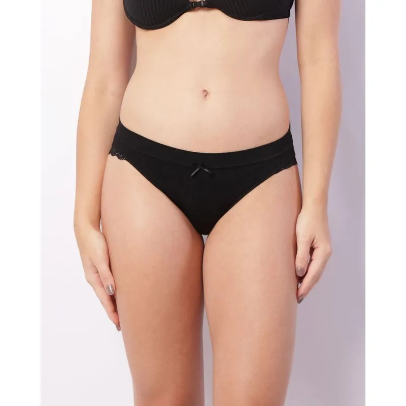 Calcinha Feminina Biquíni Detalhe Renda Preta GG