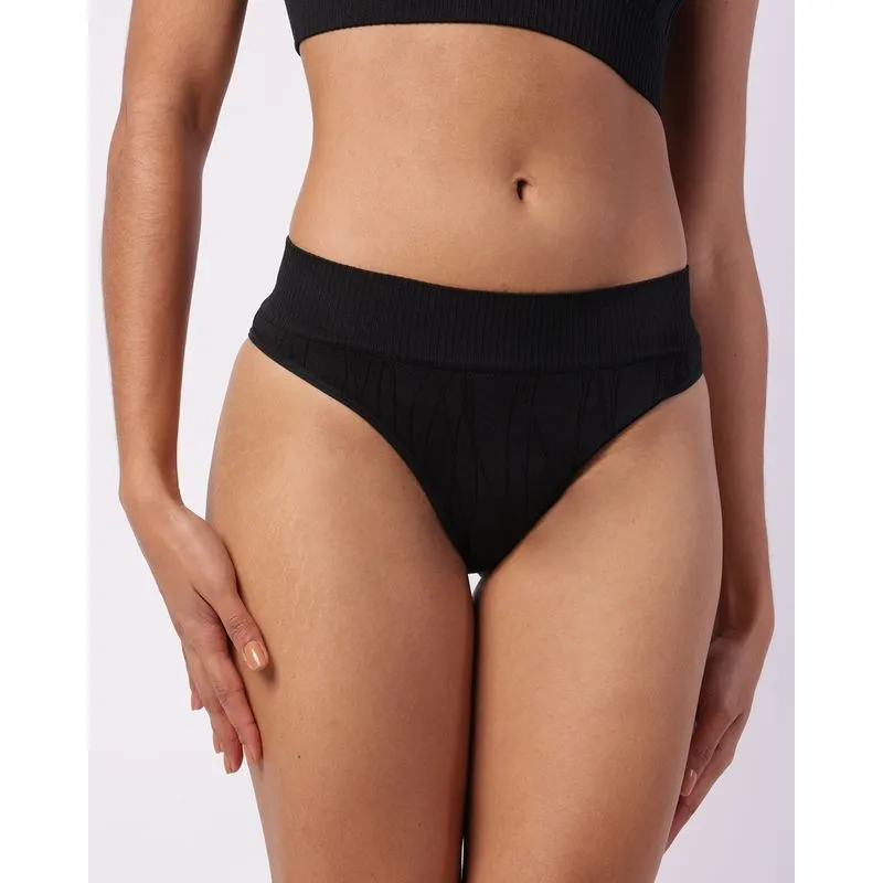 Calcinha Feminina Alta Poliamida Canelada Zee Rucci Preta P
