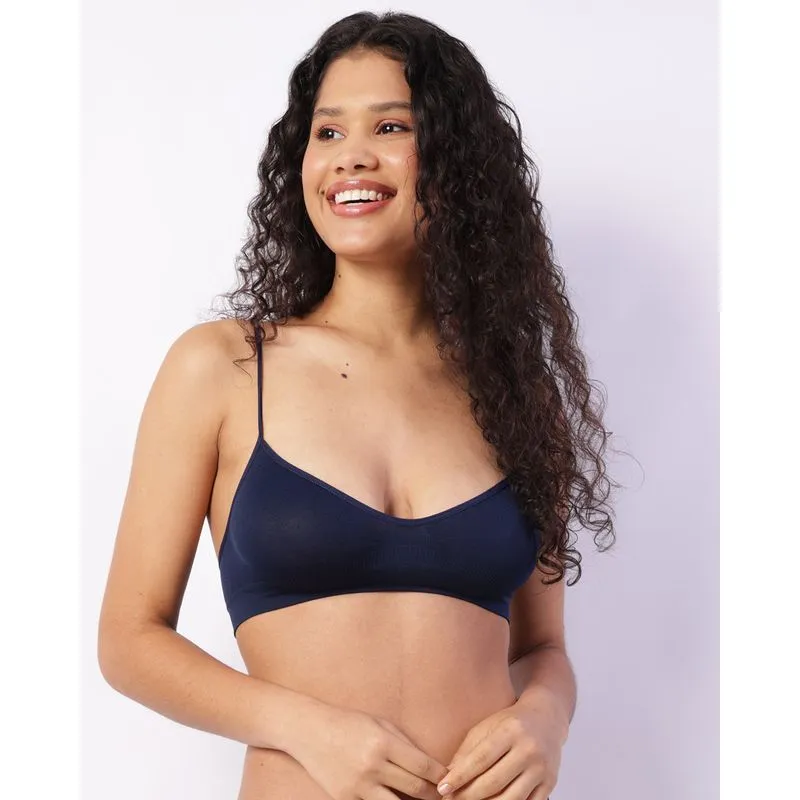 Sutiã Feminino Top Sem Bojo E Sem Costura Marinho P