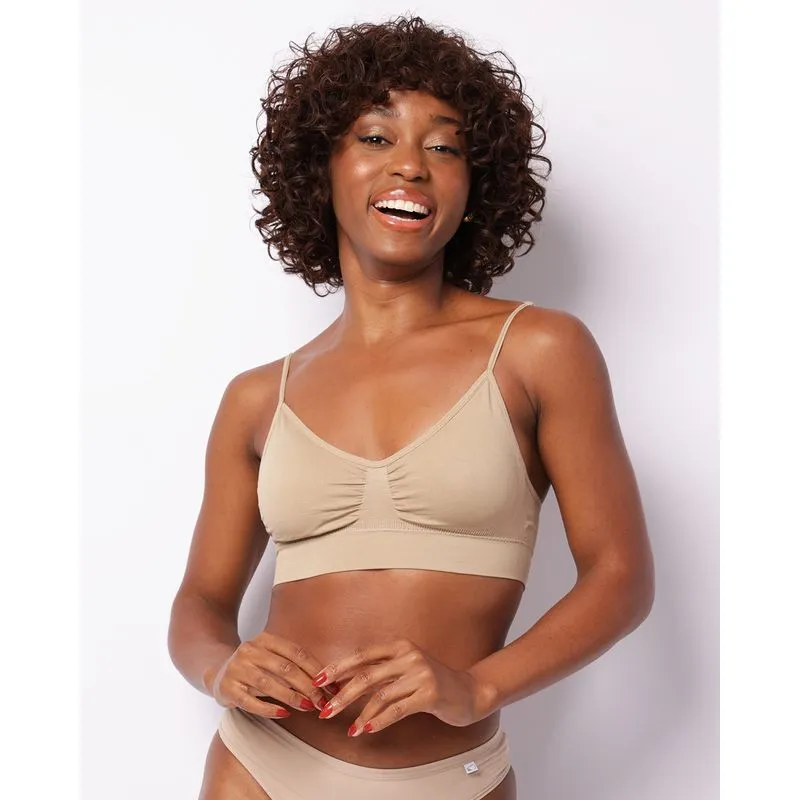 Sutiã Feminino Bojo Removível Sem Costura Zee Rucci Bege 46