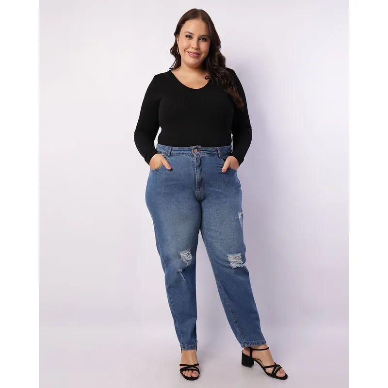 Body Plus Size Feminino Manga Longa Preto G2