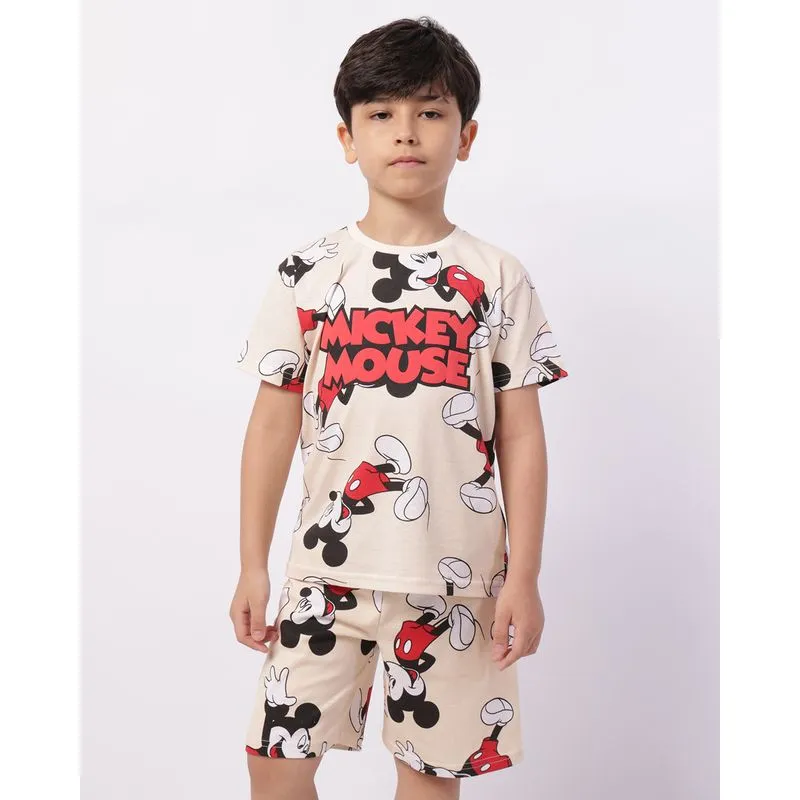 Conjunto Infantil Curto Algodão Disney Mickey Bege 10