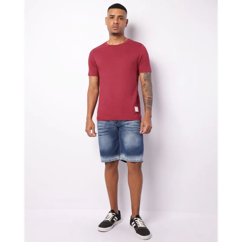 Bermuda Jeans Masculina Reta Estonada Azul 42