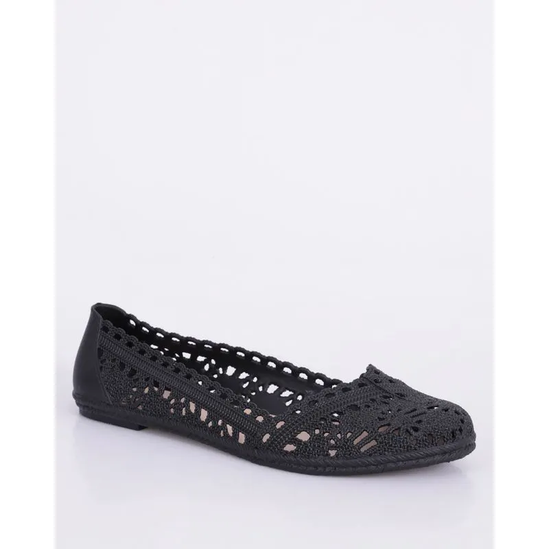 Sapatilha Feminina Casual Trançada Preta 33/34