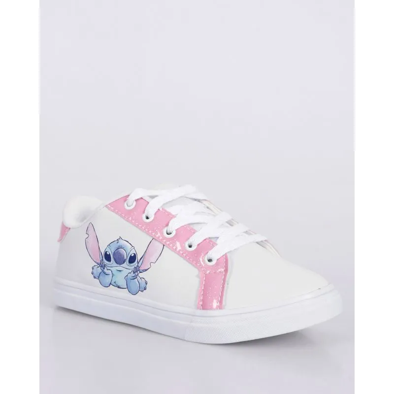 Tênis Infantil Casual Disney Estampa Stitch Com Glitter Branco 34