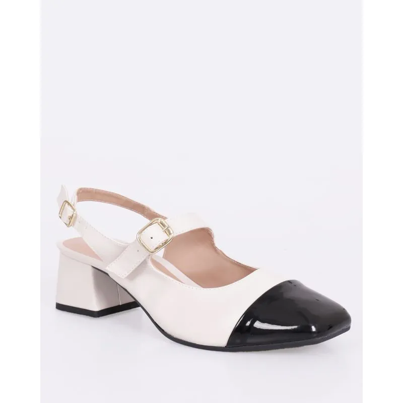 Sapato Feminino Salto Grosso Com Fivela Off White 34
