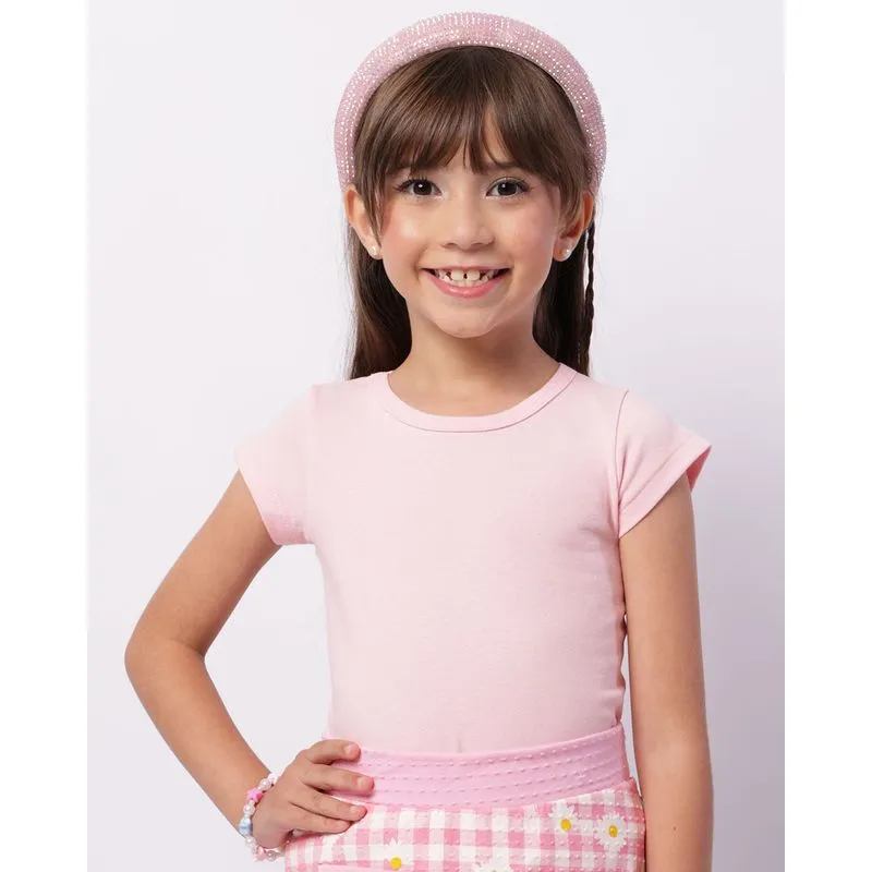 Blusa Infantil Lisa Manga Curta Rosa 6