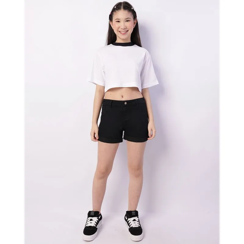 Short Sarja Juvenil Curto Barra Dobrável Regulador Preto 16