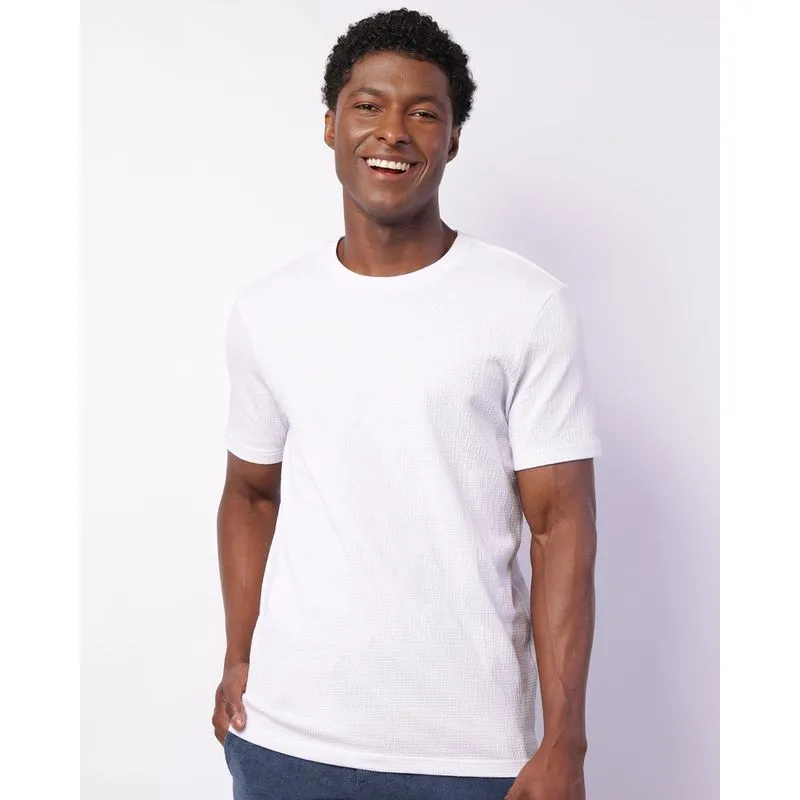 Camiseta Masculina Manga Curta Anarruga Básica Branca P