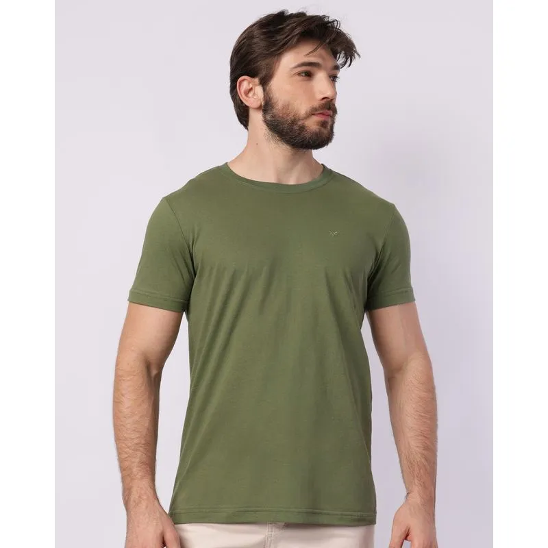 Camiseta Masculina Algodão Básica Manga Curta Verde M