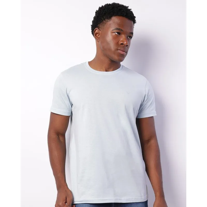 Camiseta Masculina Manga Curta Básica Bordado Azul M