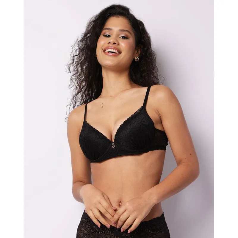 Sutiã Feminino Com Base Bojo E Renda Preto 42