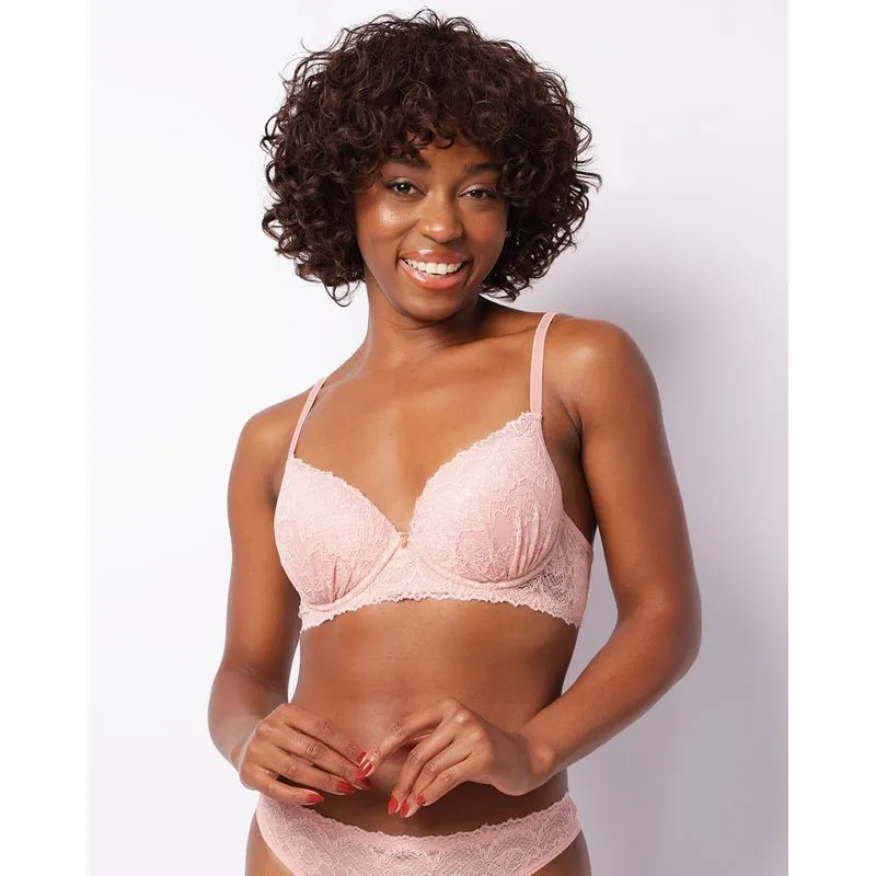 Sutiã Feminino Com Base Bojo E Renda Rosa 44
