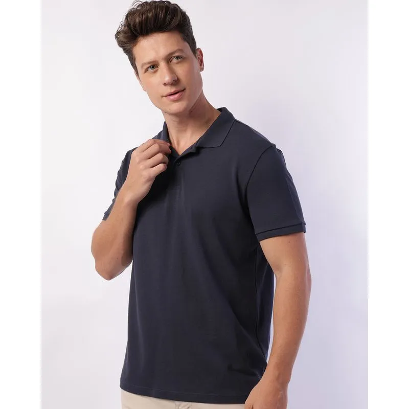 Camisa Polo Masculina Algodão Peruano Manga Curta Marinho G