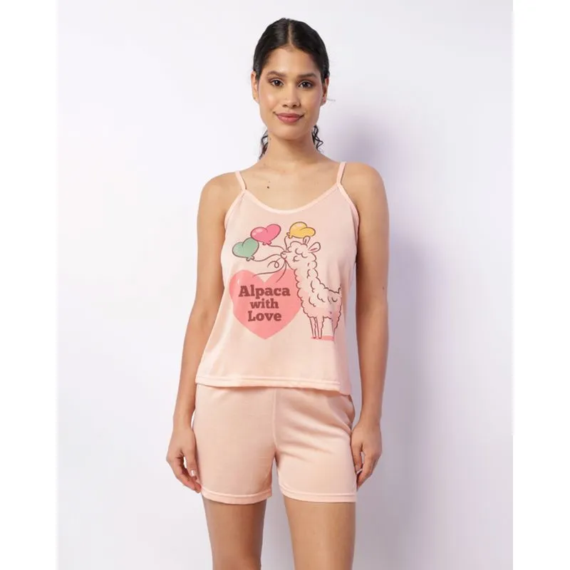 Pijama Feminino Curto Alcinha Estampa Carneirinho Laranja P
