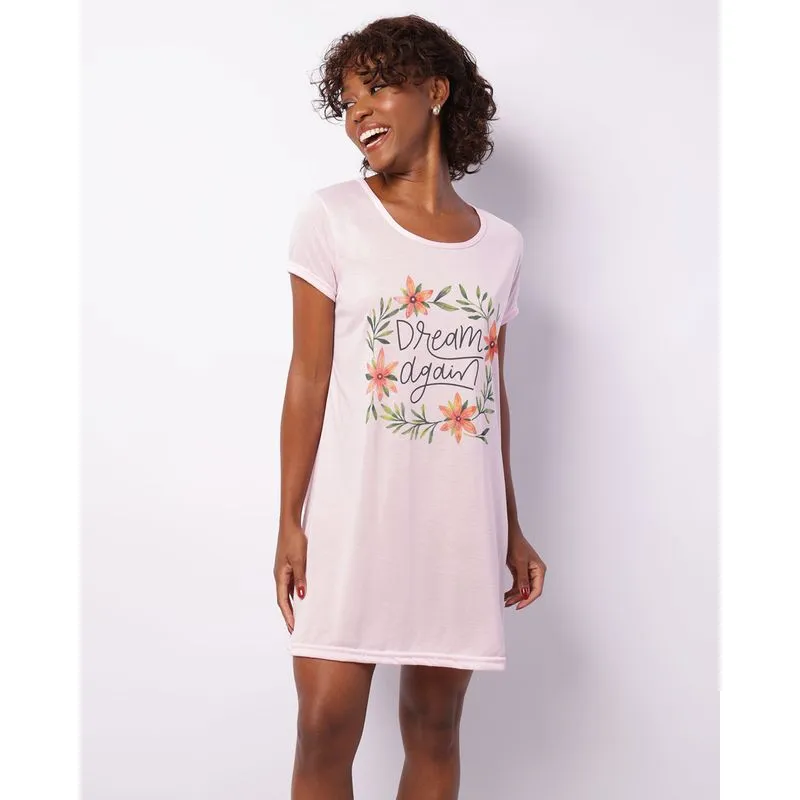Camisola Feminina Curta Estampa Hora de Dormir Rosa G
