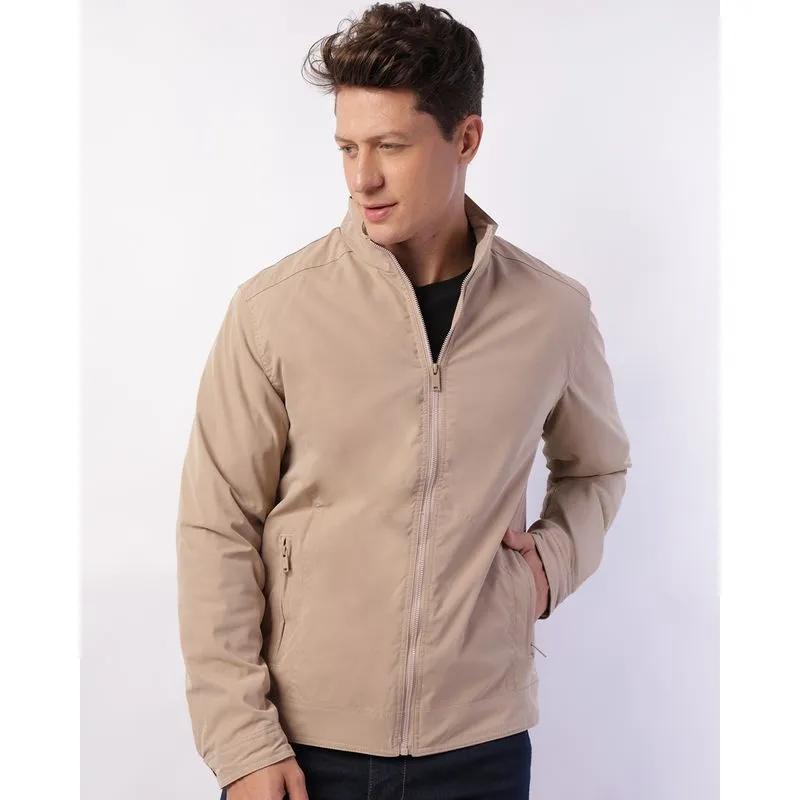 Jaqueta Masculina com Bolsos Zíper Bege P