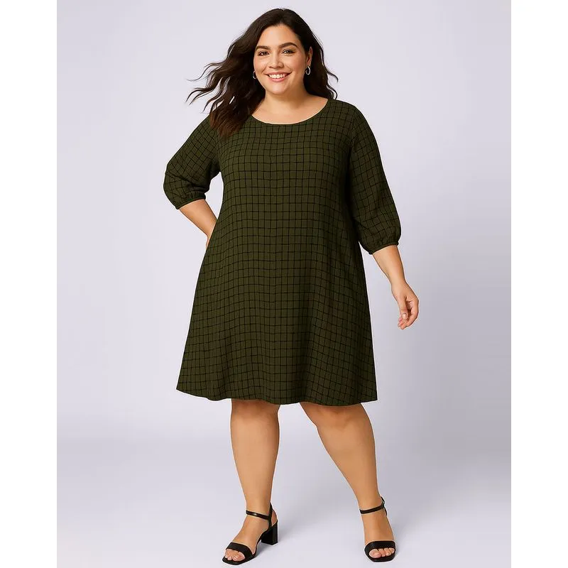 Vestido Plus Size Feminino Berry & Co. Curto Estampado Verde G1