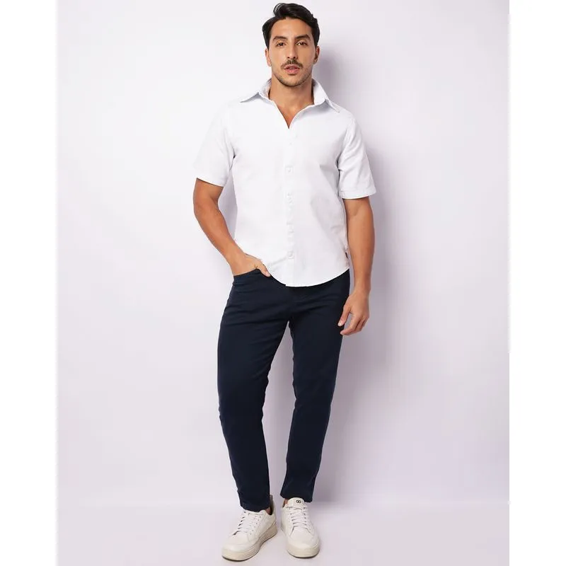 Calça Sarja Masculina Slim Bolsos Marinho 46