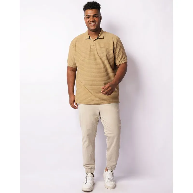 Calça Jeans Plus Size Masculina Jogger Com Bolsos Bege 52