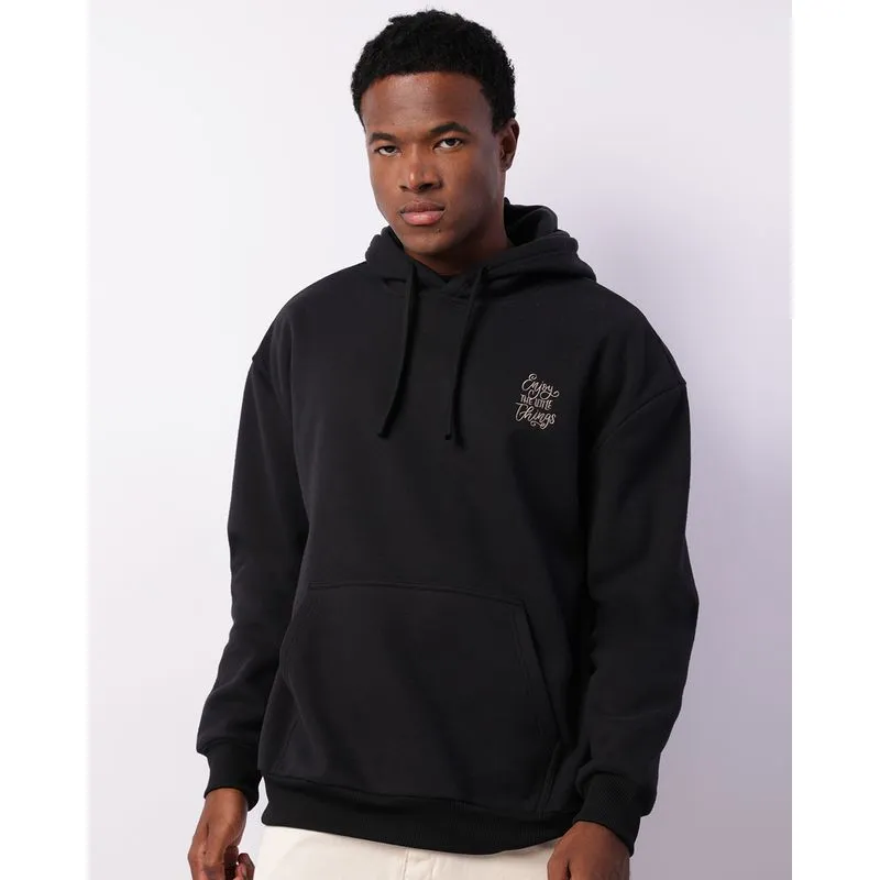 Blusão Moletom Masculino Com Capuz Bolso Canguru Preto P