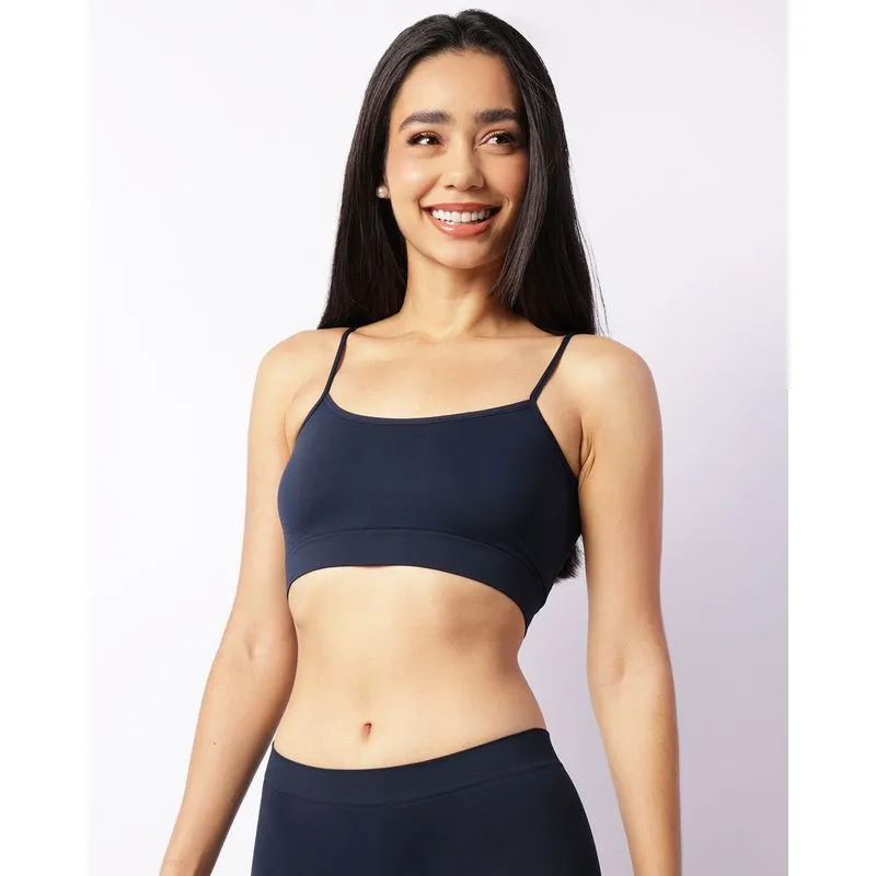 Sutiã Top Feminino Alça Fina Sem Costura Marinho G