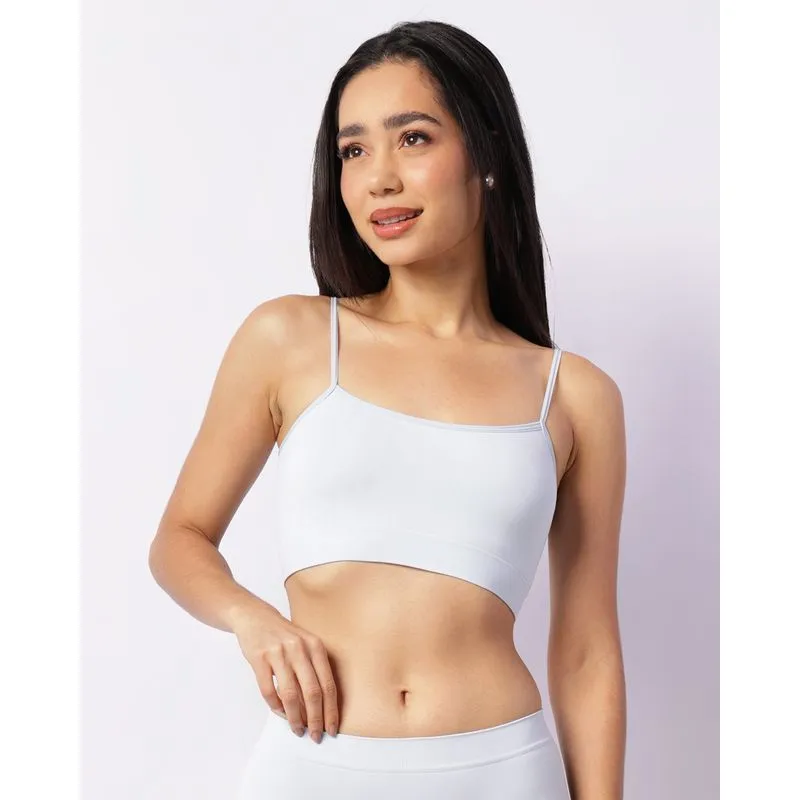 Sutiã Top Feminino Alça Fina Sem Costura Azul P