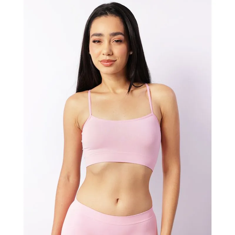 Sutiã Top Feminino Alça Fina Sem Costura Rosa P