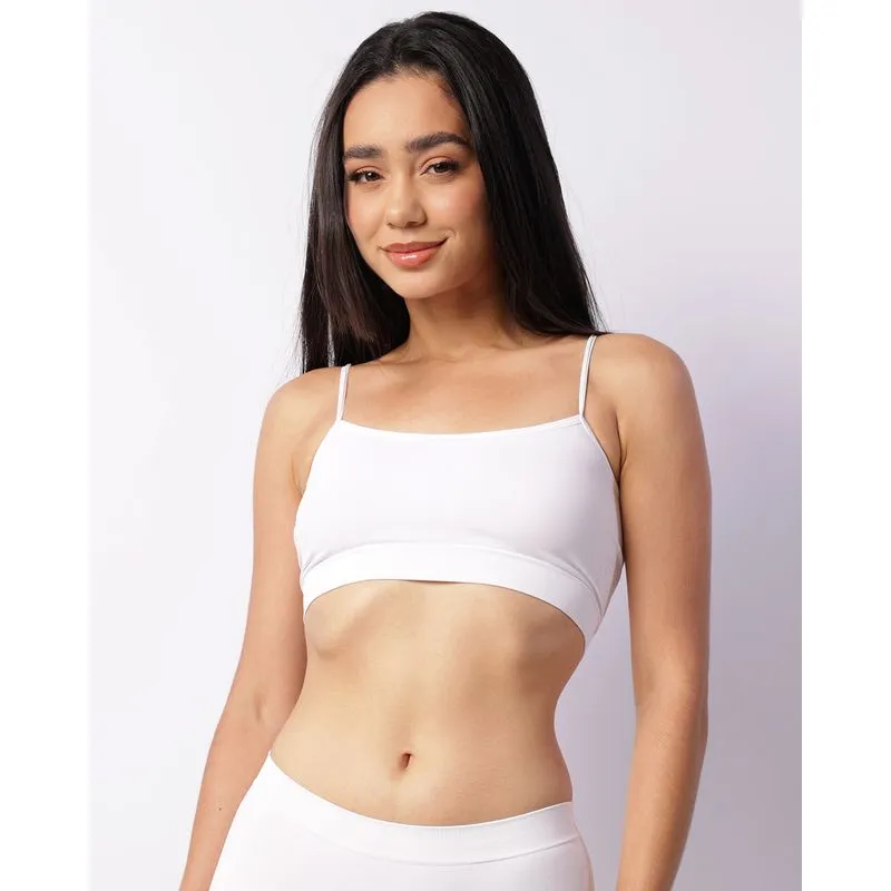 Sutiã Top Feminino Alça Fina Sem Costura Branco M