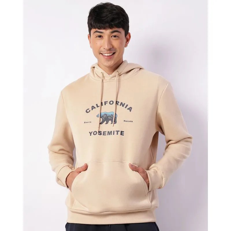 Blusão Moletom Masculino Estampa Com Capuz Bege G