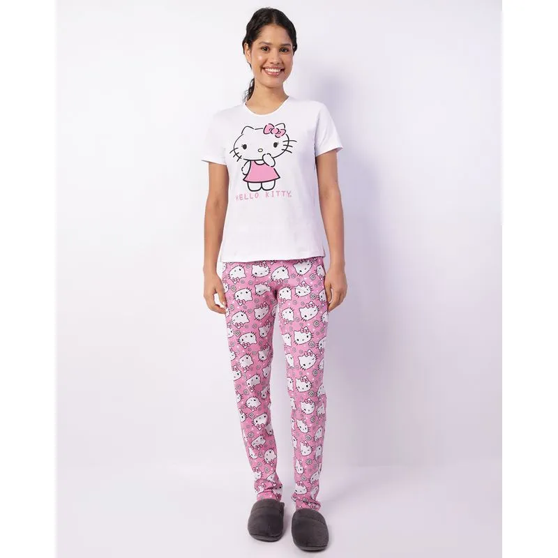 Pijama Feminino Longo Hello Kitty Sanrio Branco P