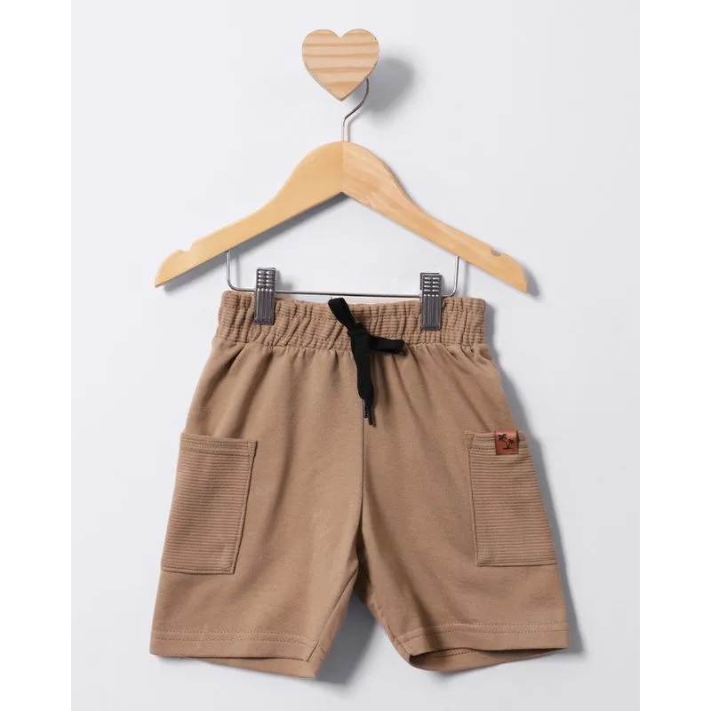 Bermuda Bebê Moletinho Bolso Cargo Bege 3