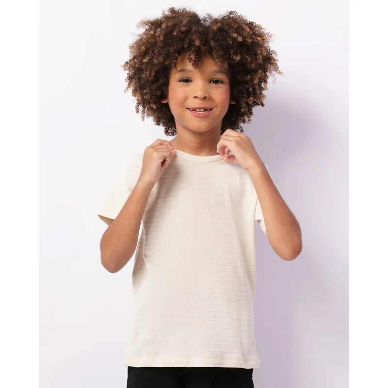 Camiseta Infantil Básica Texturizada Manga Curta Bege 6