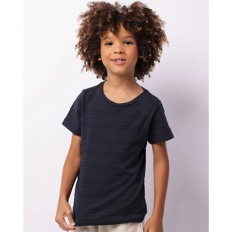 Camiseta Infantil Básica Texturizada Manga Curta Marinho 4