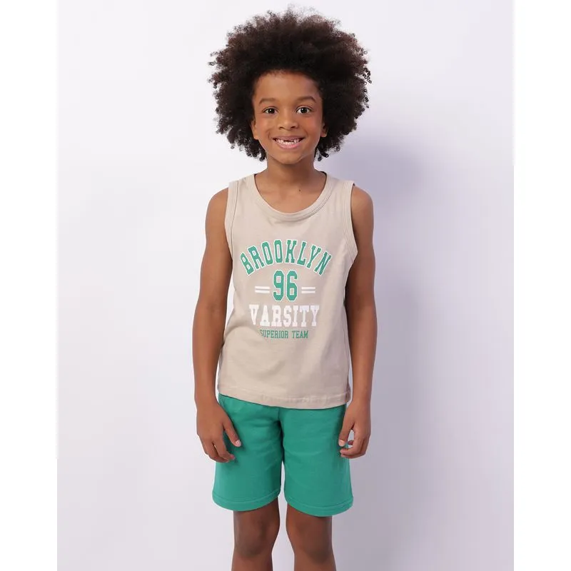 Conjunto Infantil Curto Estampa Frontal Bege 4