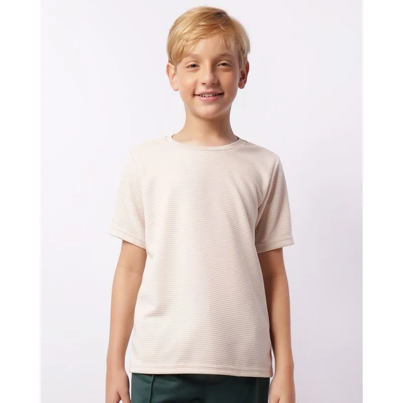 Camiseta Juvenil Texturizada Manga Curta Bege 16