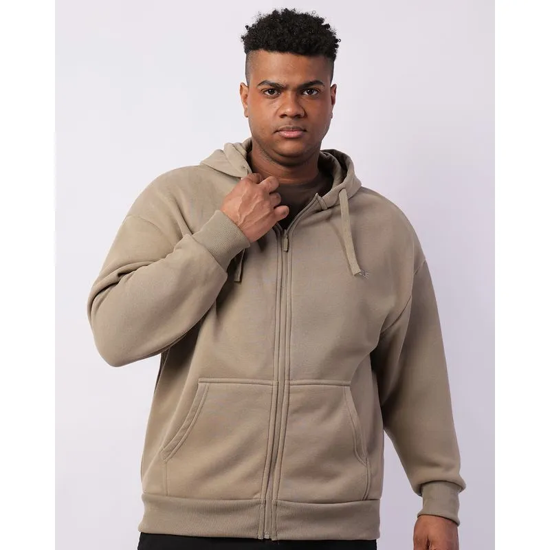 Jaqueta Moletom Plus Size Masculina Com Capuz Bolsos Verde G1