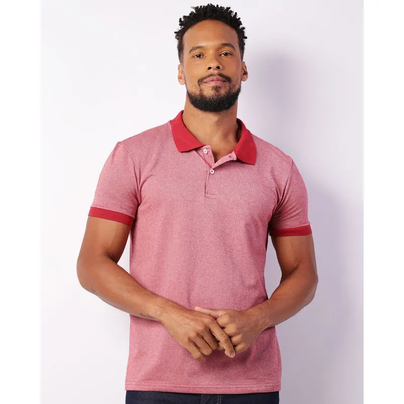 Camisa Polo Masculina Manga Curta Pontilhada Vermelha GG