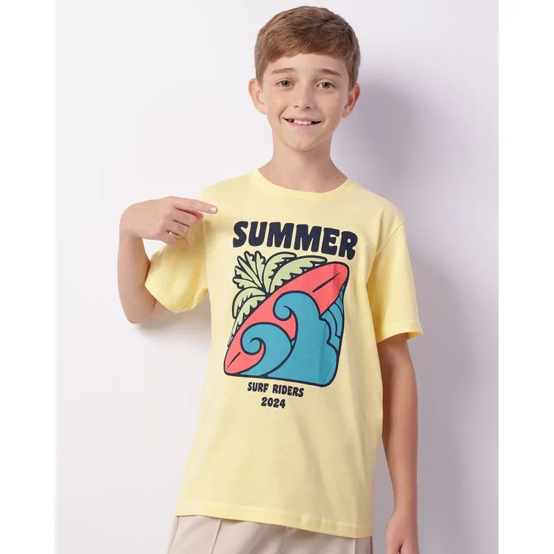 Camiseta Juvenil Estampada Manga Curta Amarela 14