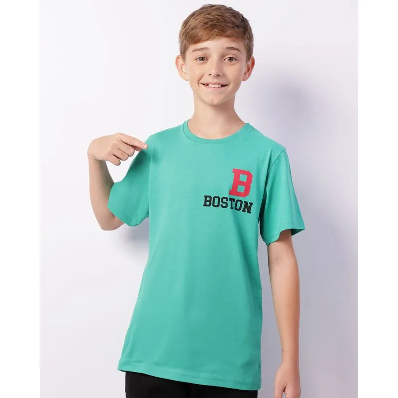 Camiseta Juvenil Estampa Frontal Manga Curta Verde 10