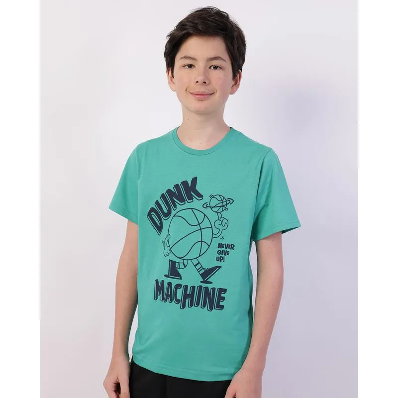 Camiseta Juvenil Algodão Estampa Frontal Manga Curta Verde 14