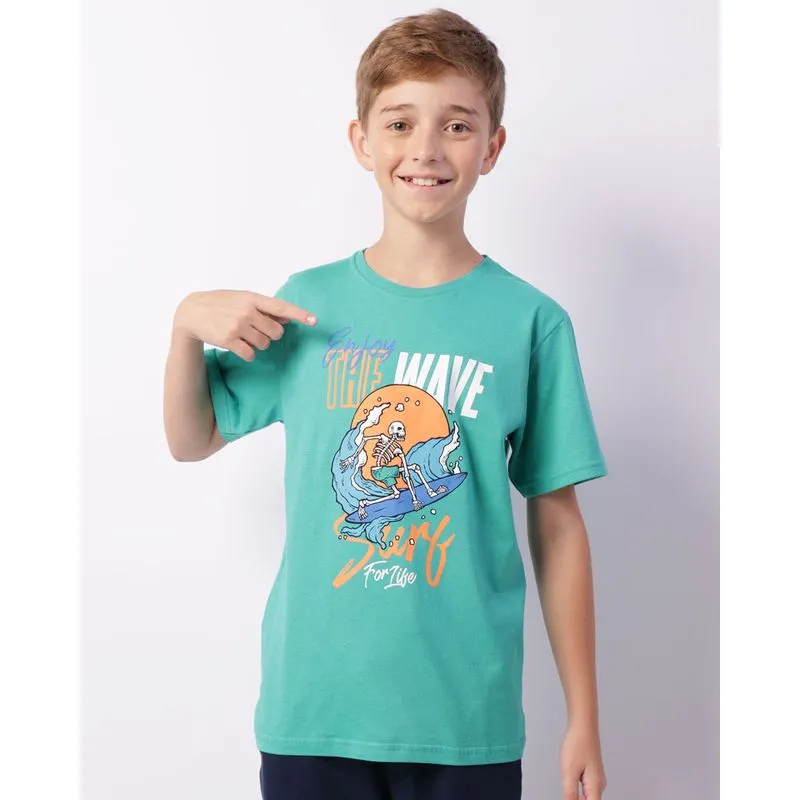 Camiseta Juvenil Estampada Manga Curta Verde 10