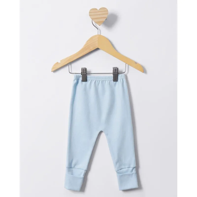 Calça Bebê Culote Vira Pé Algodão Azul Claro P