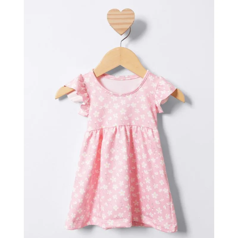Vestido Bebê Curto Estampa Floral Rosa M