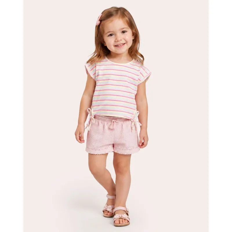 Blusa Bebê Ribana Amarração Listrada Branca 1