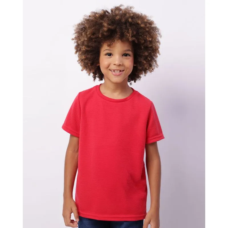 Camiseta Infantil Texturizada Manga Curta Vermelha 6