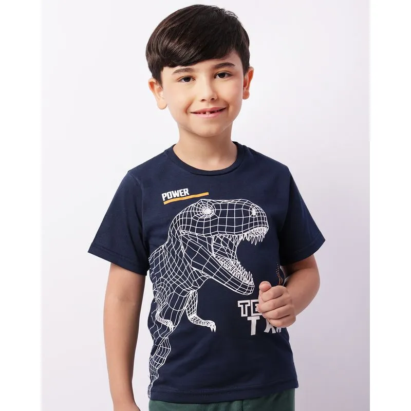 Camiseta Infantil Manga Curta Dinossauro Marinho 6